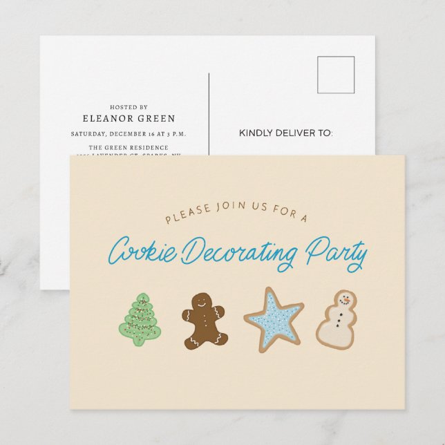 Cookie Decorating Party Invitation Postcard (Front/Back)
