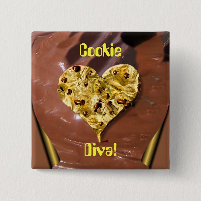 Cookie Diva! 2 Inch Square Button (Front)