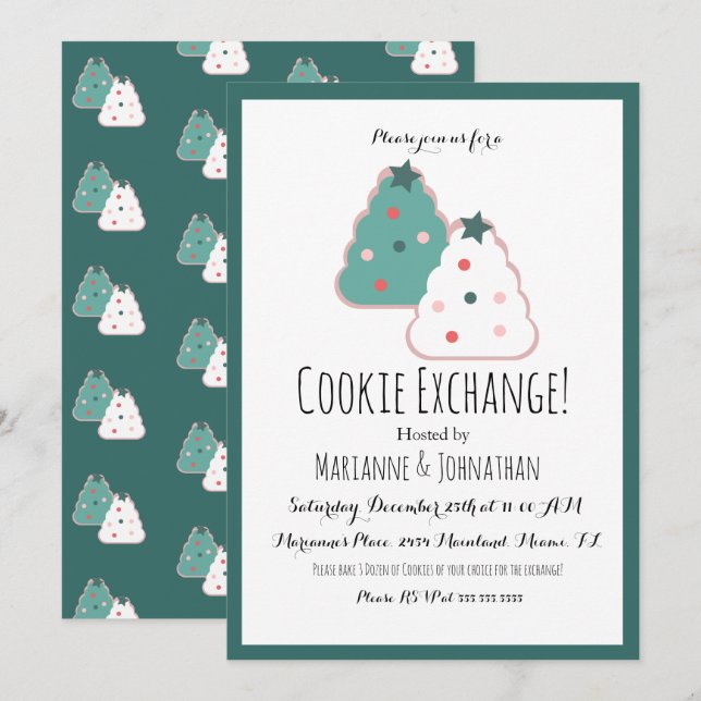Cookie Exchange Christmas Tree Cookies Holiday Invitation (Front/Back)