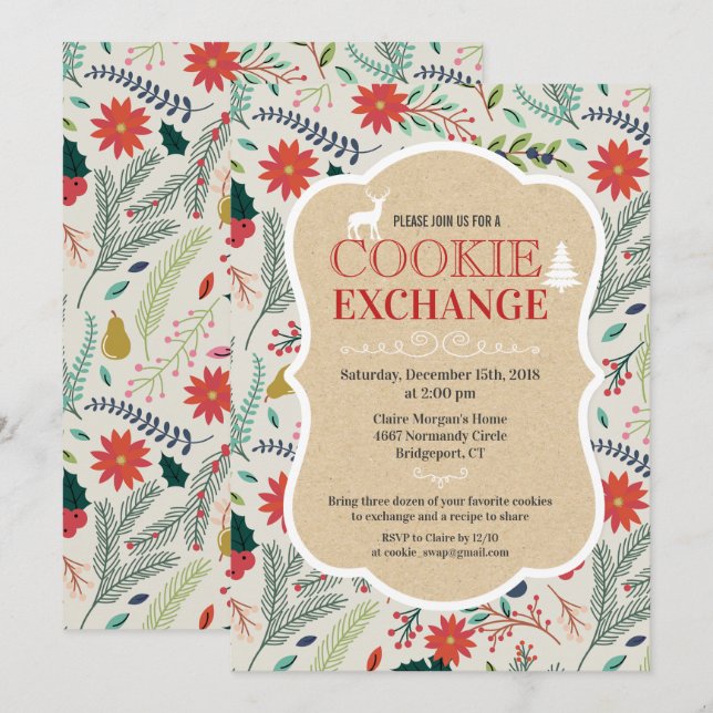 Cookie Exchange Fête Invitation (Devant / Derrière)