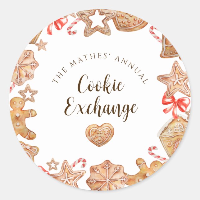 Cookie Exchange Holiday Party Classic Round Sticker (Front)