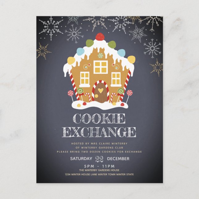 Cookie Exchange Party Holiday Invitation Postcard (Front)