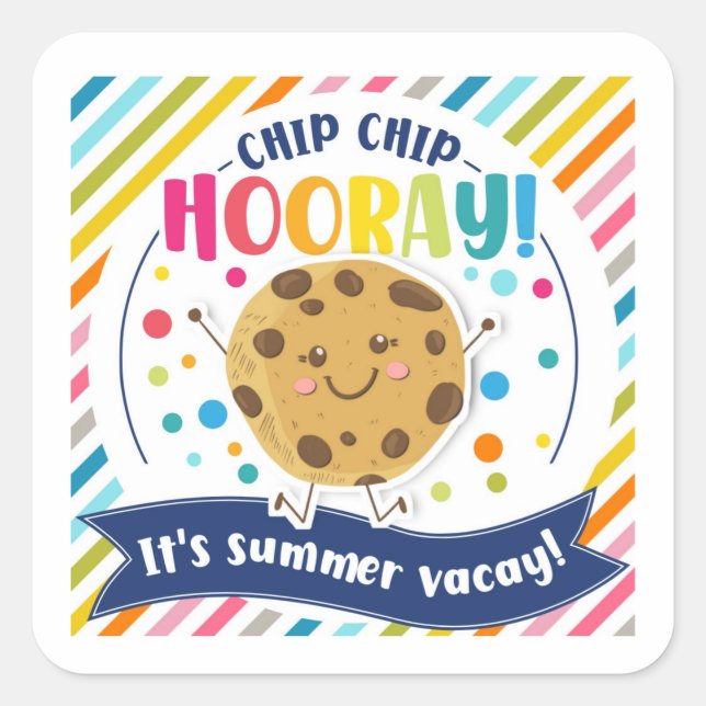  cookie favor gift summer vacay square sticker (Front)