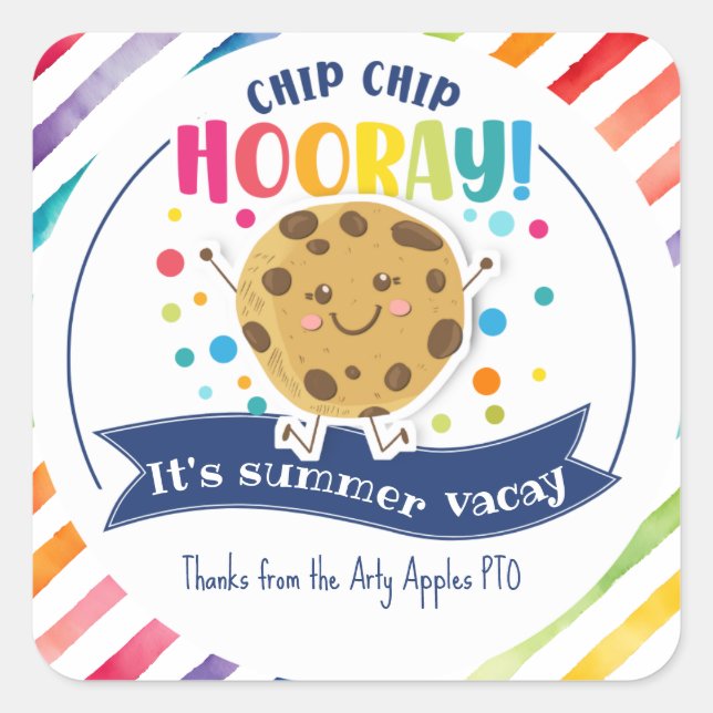  cookie favor gift summer vacay square sticker (Front)
