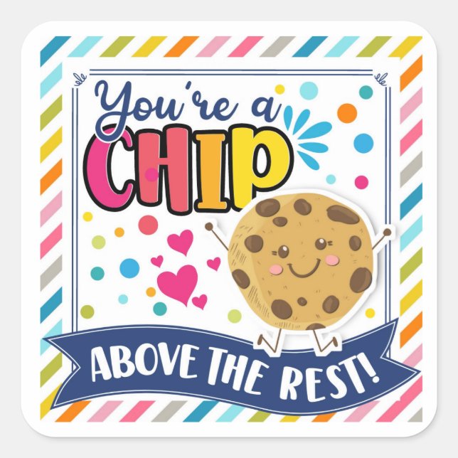  cookie favor gift you're the best square sticker (Front)