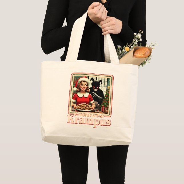 Cookie For Krampus Merry Krampus Christmas Horror Large Tote Bag (Front (Product))