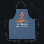 Cookie Gingerbread Christmast Holiday Baking Apron<br><div class="desc">Get ready to bake with your very own cookie baking crew apron. Fun typography states that you are part of the baking and tasting division. Monogrammed with your crew name. Cute gingerbread and rolling pin design. Perfect the Christmas holidays and cookie exchange parties. Blue background colour can be changed to...</div>