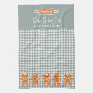Cookie Green Gingerbread Monogram Baking Kitchen Towel