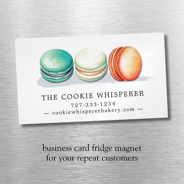 Cookie Home Bakery Cottage Food Magnetic Business Card (Home Based Cookie Bakery Macarons Logo Business Card Magnet)