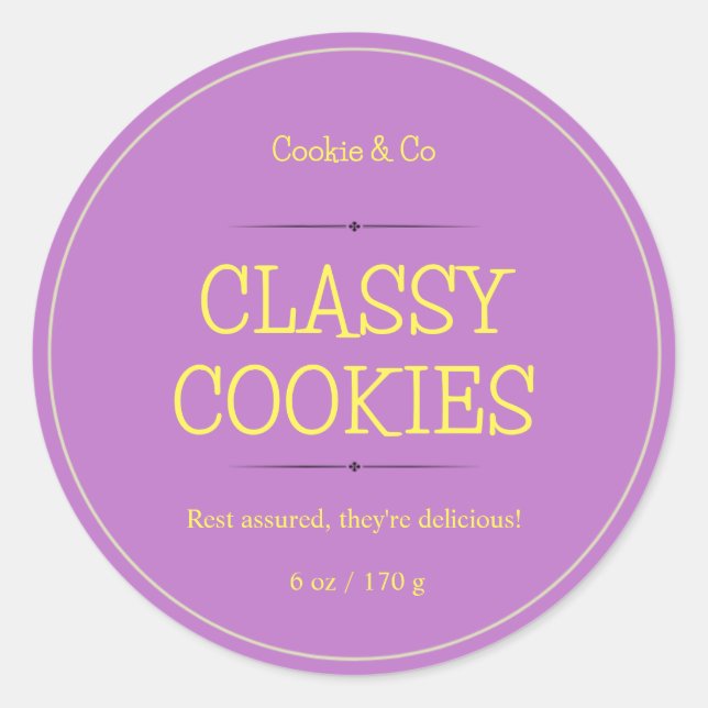Cookie Labels, Yoghurt Labels, Body Butter Labels, Classic Round Sticker (Front)