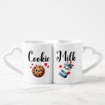 Cookie, Milk, Romantic Mugs for Couple, Cute Heart