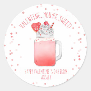 Cookie Milkshake Classroom Valentine Photo Classic Round Sticker