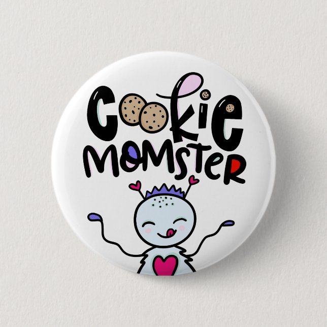 Cookie Momster, hand drawn 2 Inch Round Button (Front)