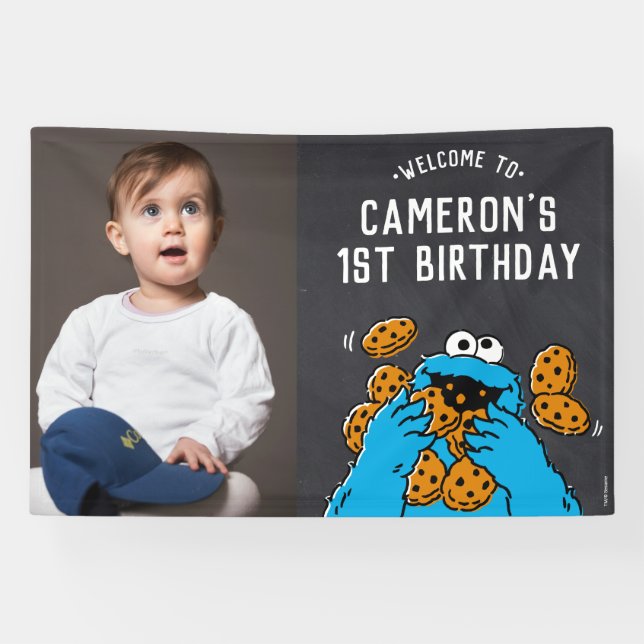Cookie Monster 1st Birthday Welcome Banner (Horizontal)