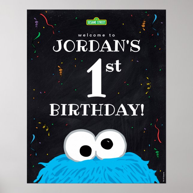 Cookie Monster | 1st Birthday Welcome Poster (Front)