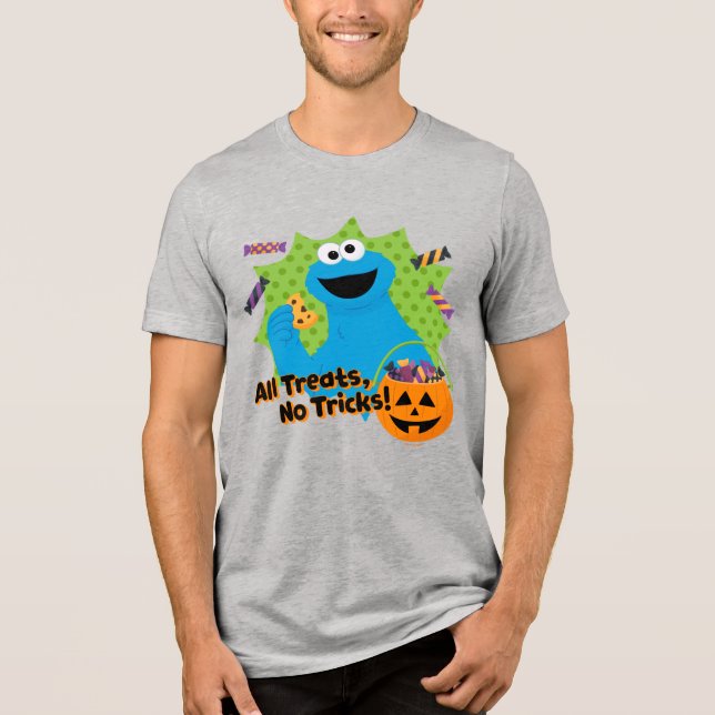 Cookie Monster | All Treats, No Tricks! Tri-Blend Shirt (Front)