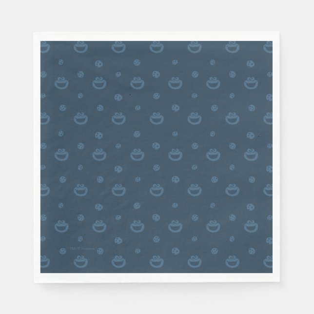 Cookie Monster and Cookies Blue Navy Pattern Napkin (Front)