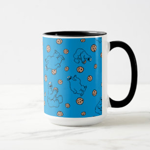 Cookie Monster and Cookies Blue Pattern Mug