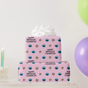 Cookie Monster and Cookies Pink Pattern Wrapping Paper