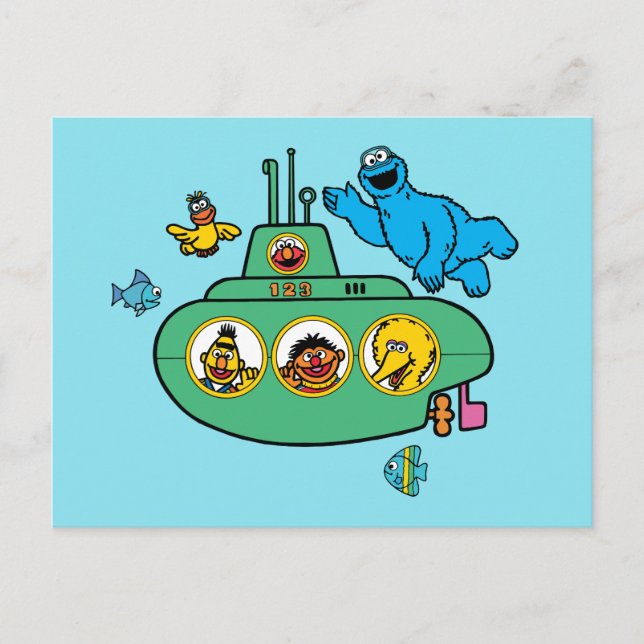 Cookie Monster and Sesame Pals Submarine Postcard (Front)
