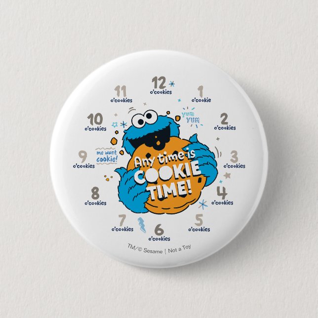 Cookie Monster | Any Time is Cookie Time 2 Inch Round Button (Front)