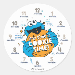 Cookie Monster   Any Time is Cookie Time Classic Round Sticker