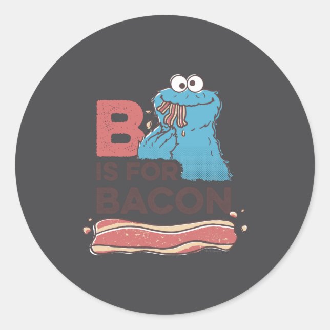 Cookie Monster B Is For Bacon  Classic Round Sticker (Front)