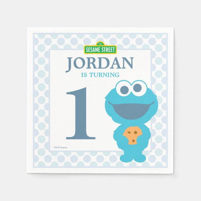 Cookie Monster Baby Birthday Paper Napkins (Front)