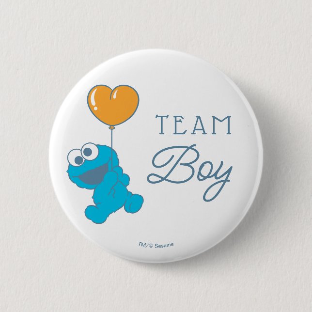 Cookie Monster Baby Shower Team Boy 2 Inch Round Button (Front)