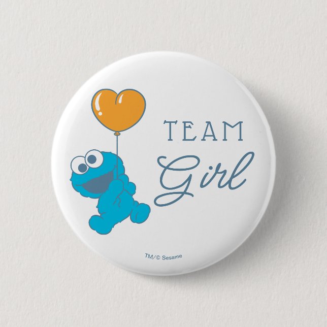 Cookie Monster Baby Shower Team Girl 2 Inch Round Button (Front)
