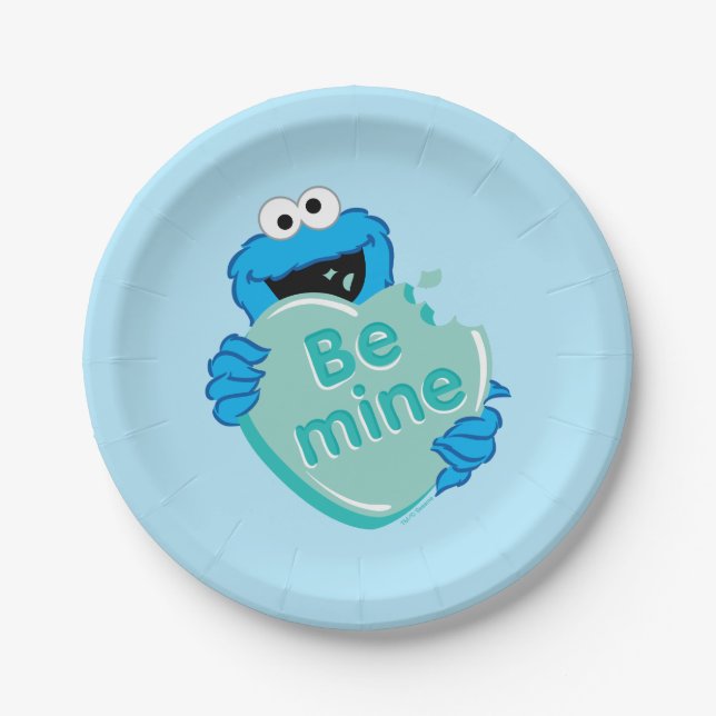 Cookie Monster "Be Mine" Valentine's Heart Candy Paper Plate (Front)