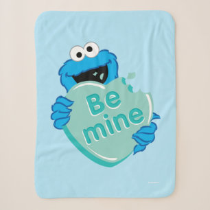 Cookie Monster "Be Mine" Valentine's Heart Candy Sherpa Blanket