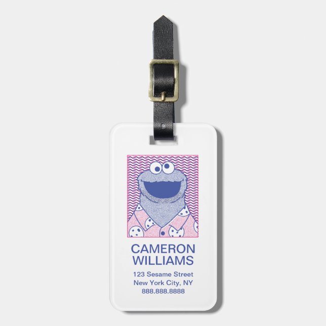 Cookie Monster | Button Down Cookie Shirt Luggage Tag (Front Vertical)