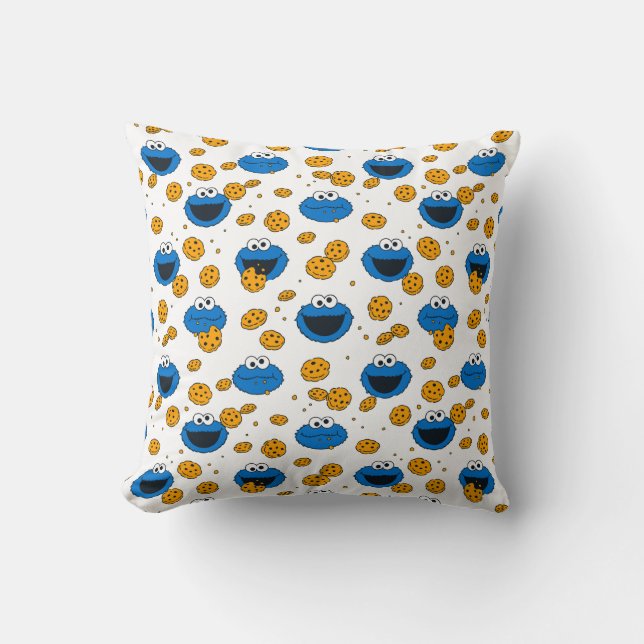 Cookie Monster | C is for Cookie Pattern Throw Pillow (Front)