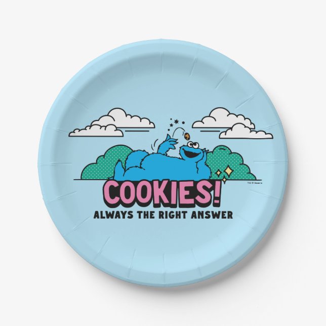 Cookie Monster | Cookies Always the Right Answer Paper Plate (Front)