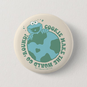 Cookie Monster   Cookies Make the World Go Round 2 Inch Round Button