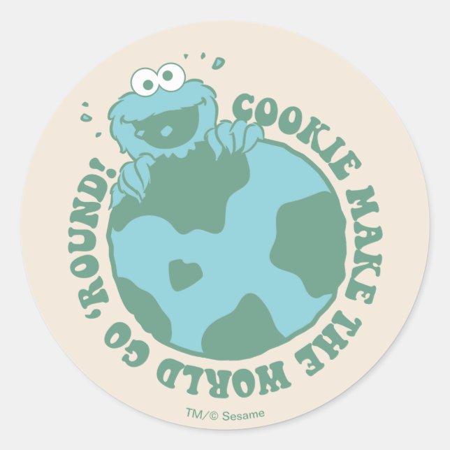 Cookie Monster | Cookies Make the World Go Round Classic Round Sticker (Front)