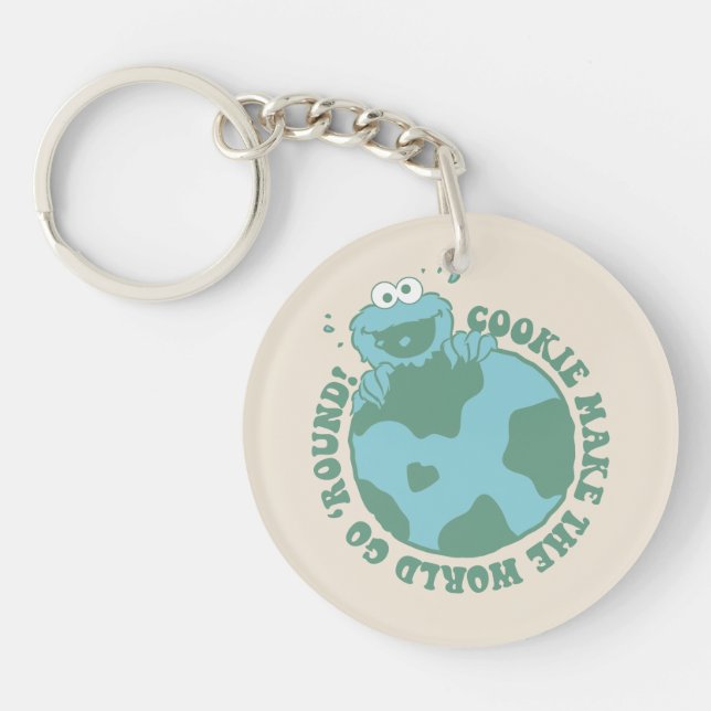Cookie Monster | Cookies Make the World Go Round Keychain (Front)