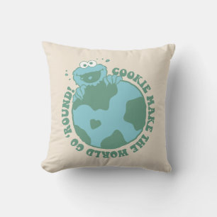 Cookie Monster   Cookies Make the World Go Round Throw Pillow