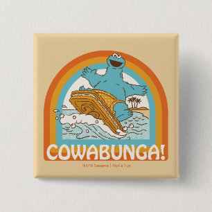 Cookie Monster Cowabunga! 2 Inch Square Button