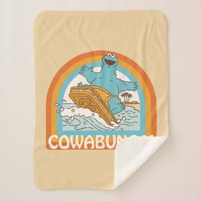 Cookie Monster Cowabunga! Sherpa Blanket (Front)