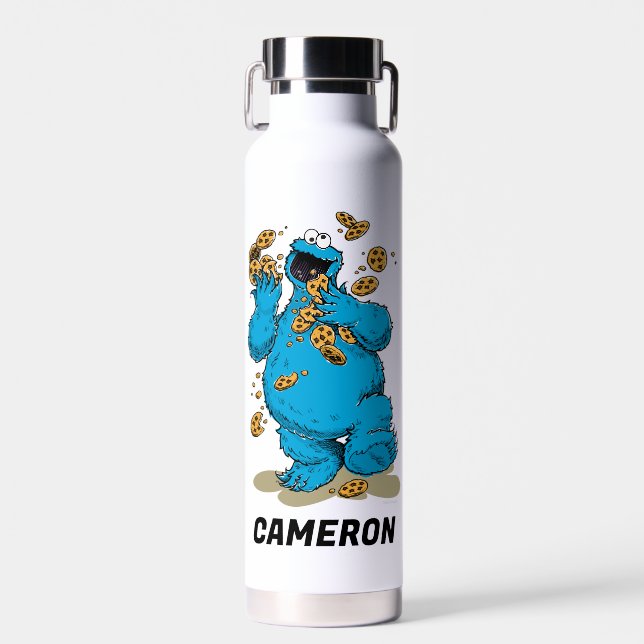 Cookie Monster Crazy Cookies | Add Your Name Water Bottle (Front)