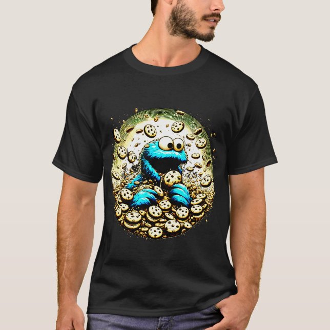 Cookie Monster Devouring a Giant Chocolate Chip  T-Shirt (Front)