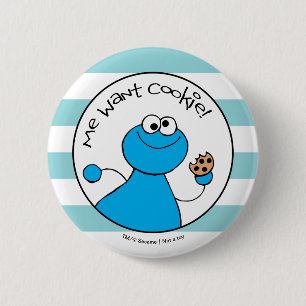 Cookie Monster Doodley Graphic 2 Inch Round Button
