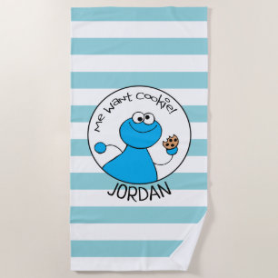 Cookie Monster Doodley Graphic Beach Towel