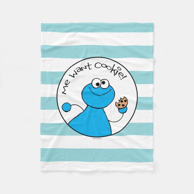 Cookie Monster Doodley Graphic Fleece Blanket (Front)