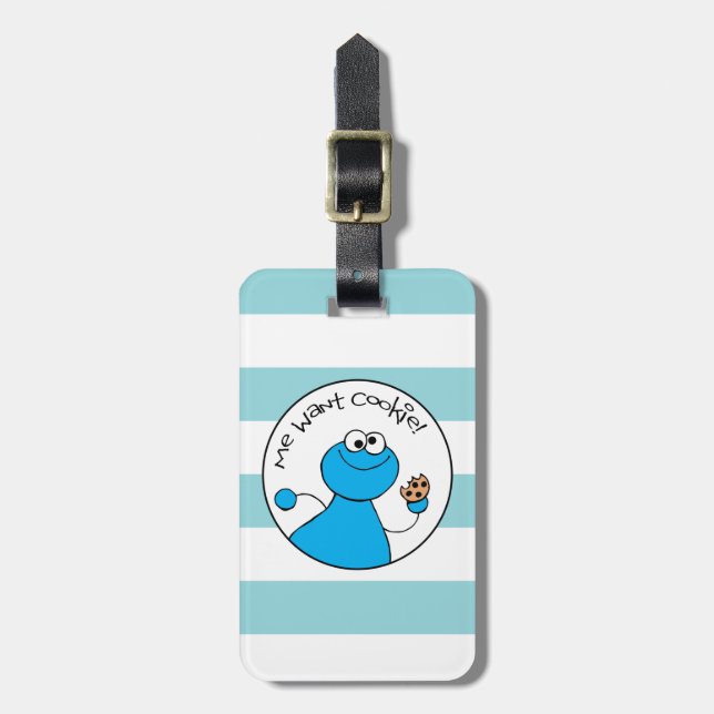 Cookie Monster Doodley Graphic Luggage Tag (Front Vertical)