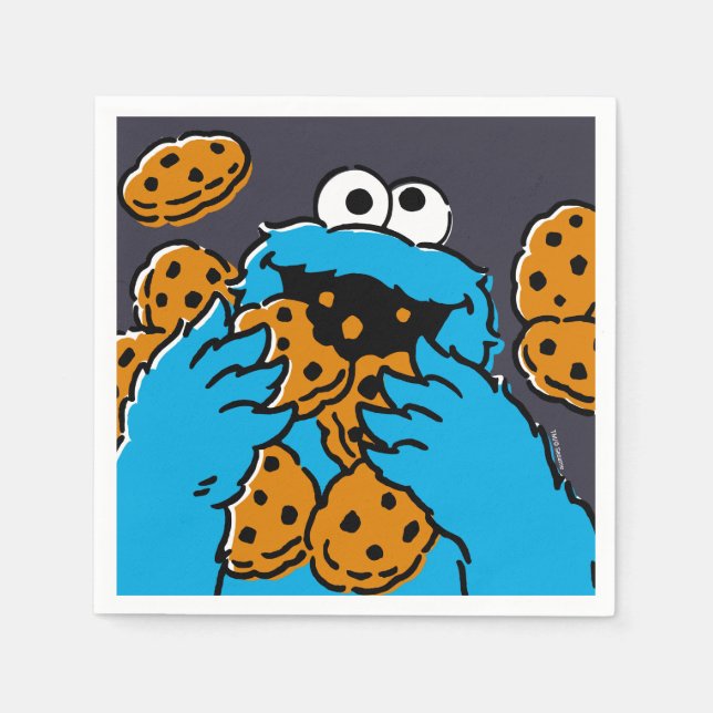 Cookie Monster Eating All the Cookies Napkin (Front)