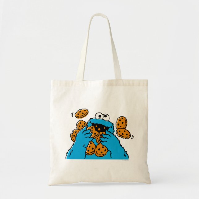 Cookie Monster Eating All the Cookies Tote Bag (Front)