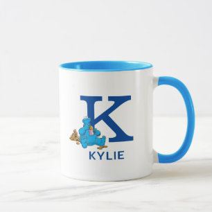 Cookie Monster Eating Cookies Name & Monogram K Mug